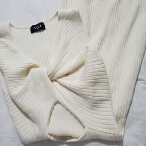 Vici cream ribbed dress